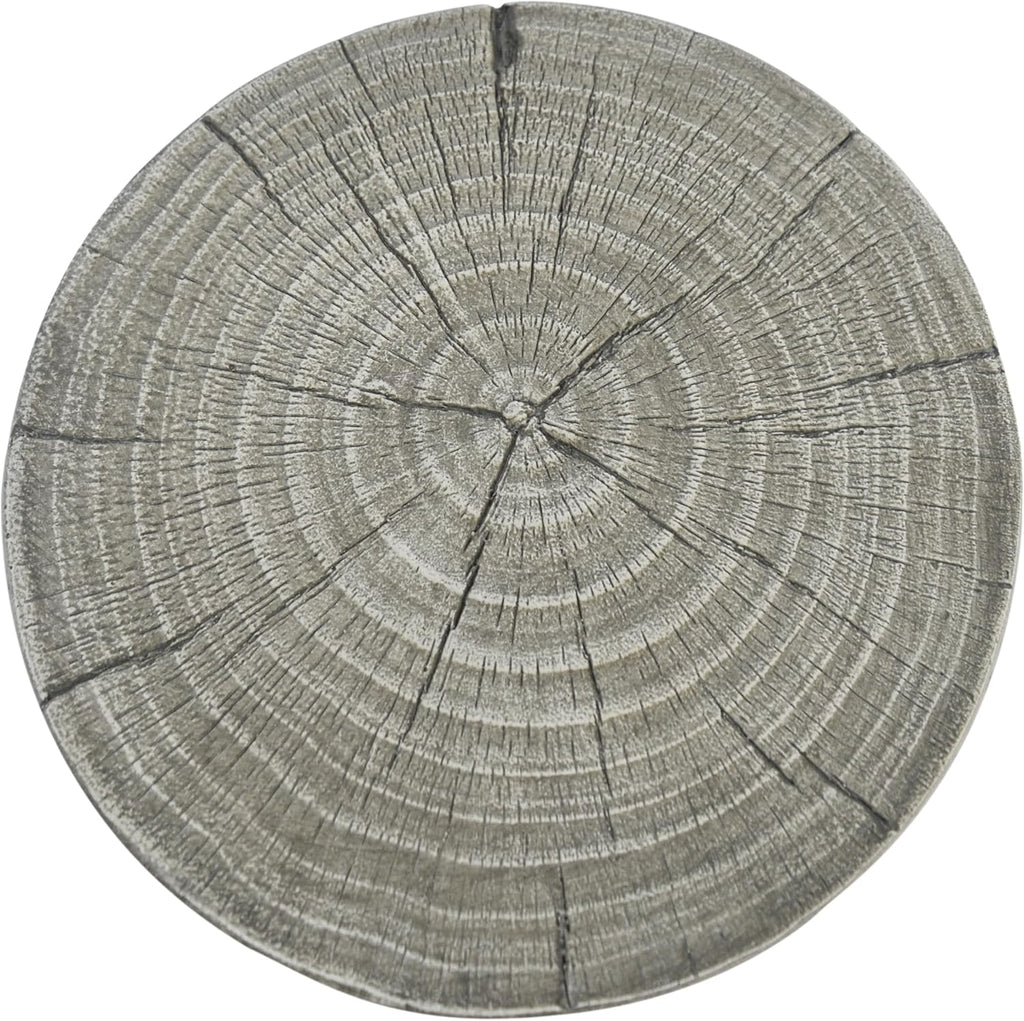 14.96" Side Table,Hollow Design End Patio Garden Stool Decorative Accent Table for Balcony Beach Pool Side,Lightweight Concrete,Wood Like Texture,Grey