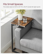 VASAGLE C-Shaped End Table, Side Table for Sofa, Couch Table with Metal Frame, Small TV Tray Table for Living Room, Bedroom, Rustic Brown and Black ULET353B01