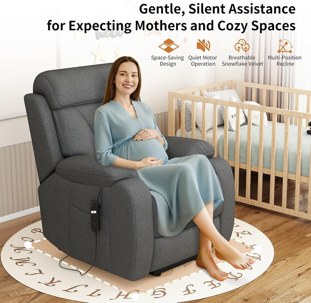 Power Lift Recliner Chair for Elderly with Remote Control - Heavy Duty 330 lbs Snowflake Velvet Fabric, Compact Electric Lift Chair for Seniors Small Spaces Living Room Bedroom