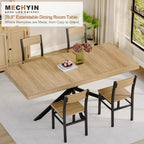 Extendable Dining Room Table for 4 6 8, 55"-70.9" Large Rectangle Kitchen Table,Wood Expandable Dining Table with Hidden Leaf & Storage, Space Saving, For Kitchen Dining Living Room,Diner Table,Oak
