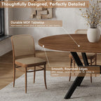 42"-58" Extendable Round Dining Table for 4-6, Kitchen Oval Table with Hidden Leaves & Storage Shelf, Space Saving Modern Design with Sturdy Metal Legs for Kitchen, Dining Room & Small Apartments