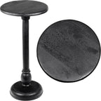 JONATHAN Y Leopold Solid Mango Wood Round Pedestal Drink Table, 24.5" Tall Traditional Martini Accent Side Table for Living Room and Small Spaces with Turned Leg, Black END3006C