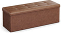 SONGMICS Storage Ottoman Bench, 43.3 Inches Folding Foot Rest Stool | PU Leather, Easy Assembly, for Living Room, Bedroom, Entryway, Coffee Brown, MINOTA Collection ULSF070K01