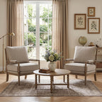 DUHOME Linen Fabric Spindle Accent Chair with Wood Frame,Modern Accent Chairs with Padded Spring Seat and Brushed White Base for Living Room Bedroom Farmhouse Home Office Belcony