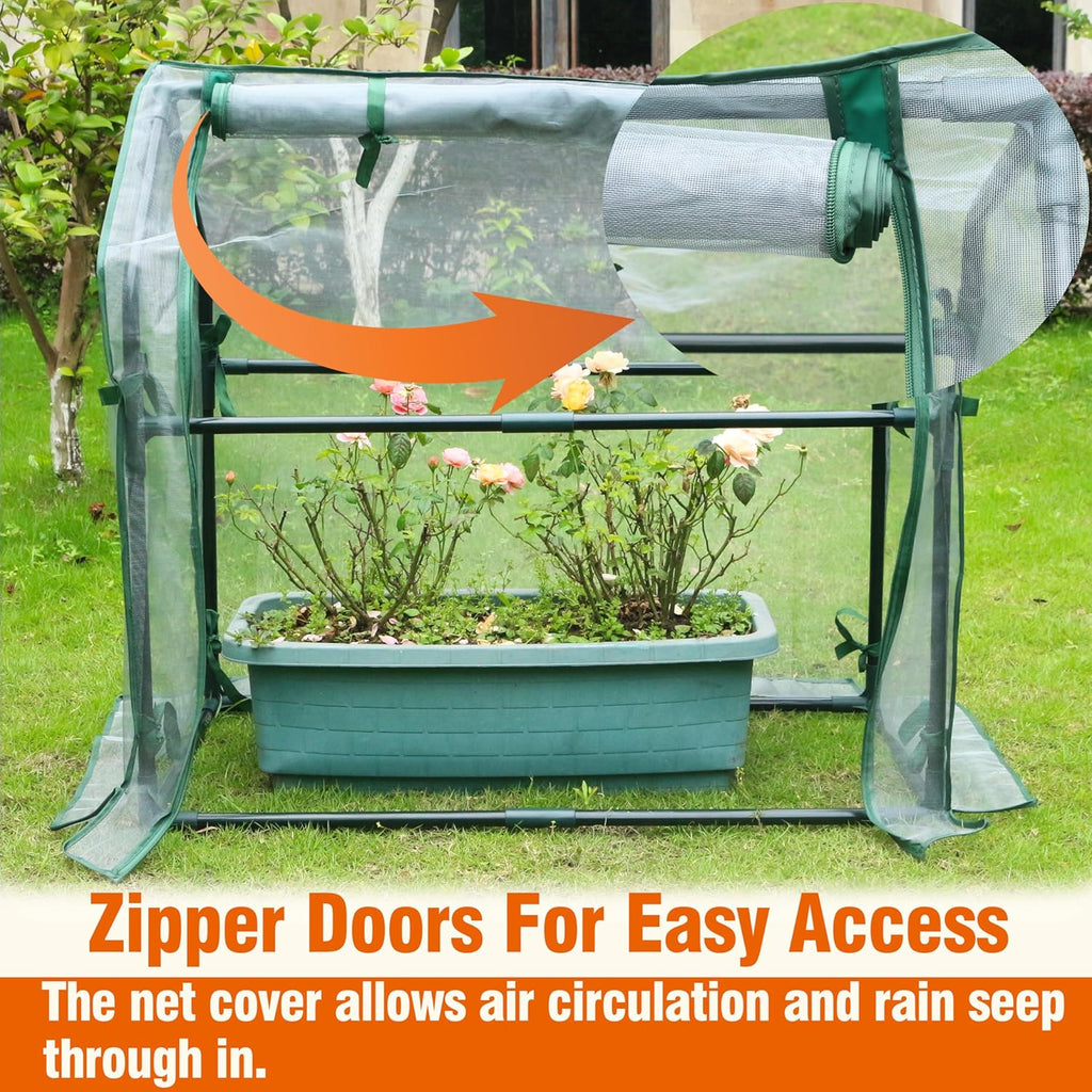Gardzen Mini Greenhouse with Mesh Cover, Portable Outdoor Greenhouse, Enhanced Ventilation, Ideal for Spring, Summer & Fall, 36.2"(L) x18.9(W) x33.3(H)