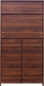 62.8" Tall Freestanding Kitchen Pantry Cabinet Farmhouse Buffet Cupboard Sideboard with Refrigerator-Style Door Storage Doors Walnut for Living Room Dining Room