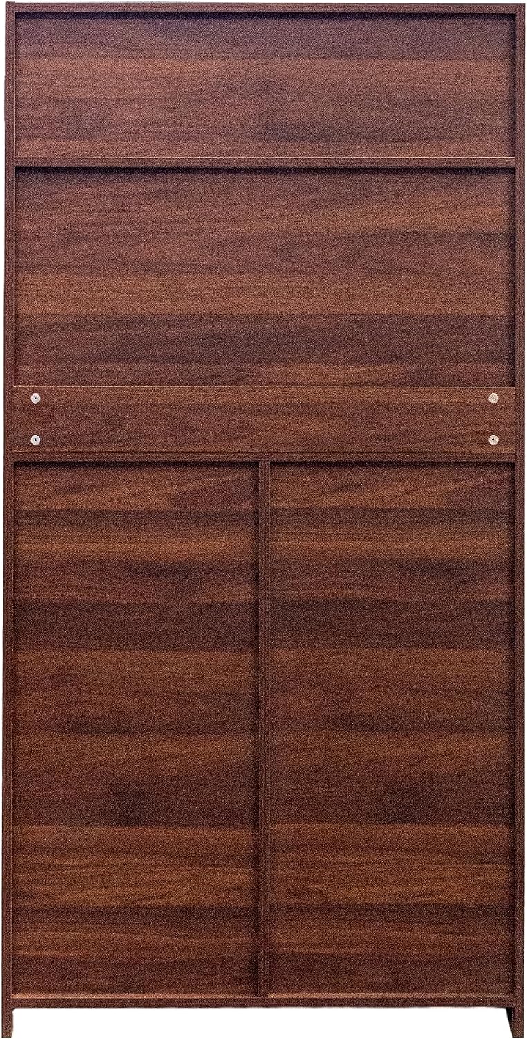 62.8" Tall Freestanding Kitchen Pantry Cabinet Farmhouse Buffet Cupboard Sideboard with Refrigerator-Style Door Storage Doors Walnut for Living Room Dining Room