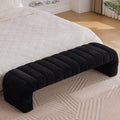 Arched Ottoman Bench for Bedroom Living Room,69.7" Chenille Long Benches for Bed End King Size,Modern Channel Tufted Seating Bench for Entryway,Window,Bedside (Black, 69.7")