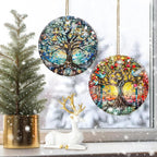 Colorful Ceramic Tree of Life Christmas Ornament, Tree of Life Ornaments for Christmas Tree, Holiday Decorations, Christmas Decor, Tree of Life Gifts, Christmas Ornament Gift Ideas - Pattern A