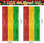 2 Pack Black History Month Decorations, 3.28 FT x 7.05 FT Backdrop Curtains, Red Yellow Green Color Tinsel Backdrop Fringe Curtains Party Streamer, Black History Month Door Decor