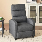 Furnimart Small Manual Recliner Chair for Compact Spaces, Overstuffed Chenille, Chunky Cushion, Comfortable Single Sofa Recliner for Adults, Ideal for Living Room, Bedroom, Home Theater, Gray