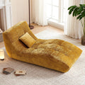 Chaise Lounge Chair with Curved Back, Modern Upholstered Recliner Sofa, Tufted Accent Lounger Comfortable Lazy Chair for Bedroom, Apartment (Yellow)
