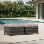 Joyside Outdoor Ottoman Set of 2, Patio Large Ottoman Foot Rest with Thickened Cushions, Outdoor Wicker Foot Stool for Porch, Deck Use