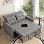 GOSUHI 52" 3-in-1 Convertible Sleeper Sofa Bed, Linen, Light Gray | Pull-Out Bed, Stepless Adjustable Backrest, Side Pocket, Compact Loveseat, Living Room, Dorm & Apartment