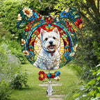 West Highland Dog Ears Wind Spinner, West Highland Wind Spinner Hanging for Yard and Garden V02