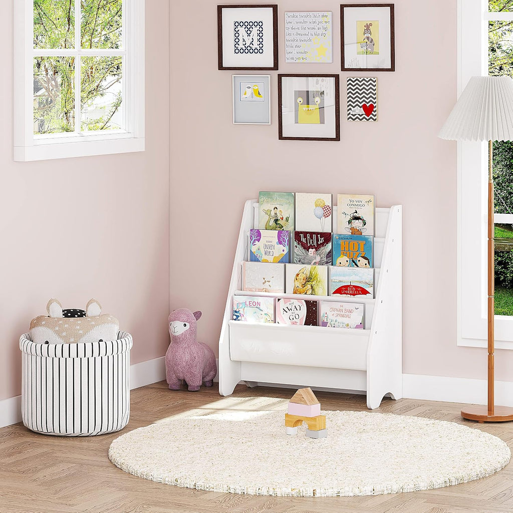 UTEX Kids Wood Table and Chair Set and Kids Sling Bookshelf