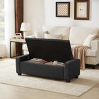 Huatean Home 48" Ottoman with Storage, Dark Gray Storage Ottoman Bench | Upholstered Entryway Bench with Seating for Bedroom, Living Room, Holds up to 330 lb with Safety Hinge