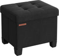SONGMICS Storage Ottoman, Small Ottoman Foot Rest with Legs, 12.6 x 15.7 x 13.2 Inches Foot Stool, Load up to 660 lb, for Living Room, Bedroom, Dorm, Ink Black ULSF012B01
