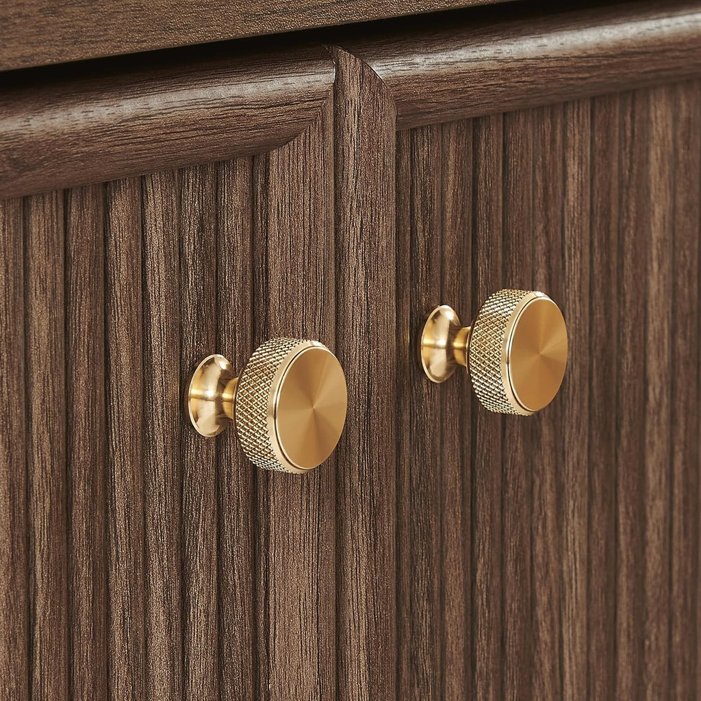 Crosley Furniture Naomi Modern Reeded Kitchen Pantry Storage Cabinet, Dining, Laundry Room, Bathroom, Walnut