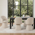KISLOT Swivel Dining Chairs Set of 4, Upholstered Modern Barrel Dining Chairs with 360° Swivel Base, Chenille Velvet Fabric Accent Kitchen Chairs with Arms, Padded Dining Room Chairs, Sand
