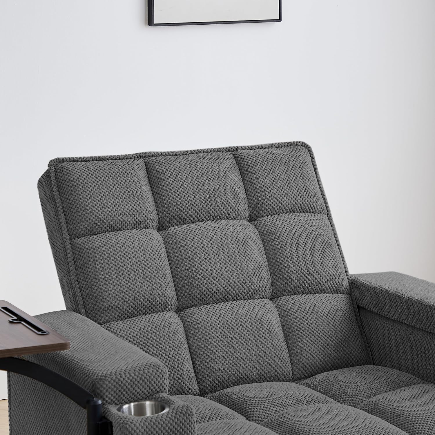 Eafurn Convertible Chaise Lounge Sleeper Chair with Storage and 6-Position Reclining Backrest,Modern Tufted Recliner Lounge Chaise Chair with Swivel Tray Table & USB Port for Living Room