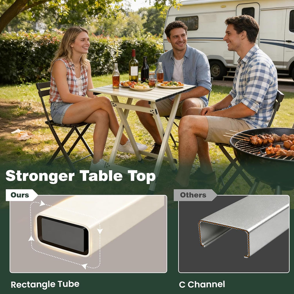 SUNNYFEEL Folding Camping Table - Lightweight Aluminum Portable Picnic Table for Cooking, Beach, Hiking, Travel, Fishing, BBQ, Indoor Outdoor Small Foldable Camp Tables