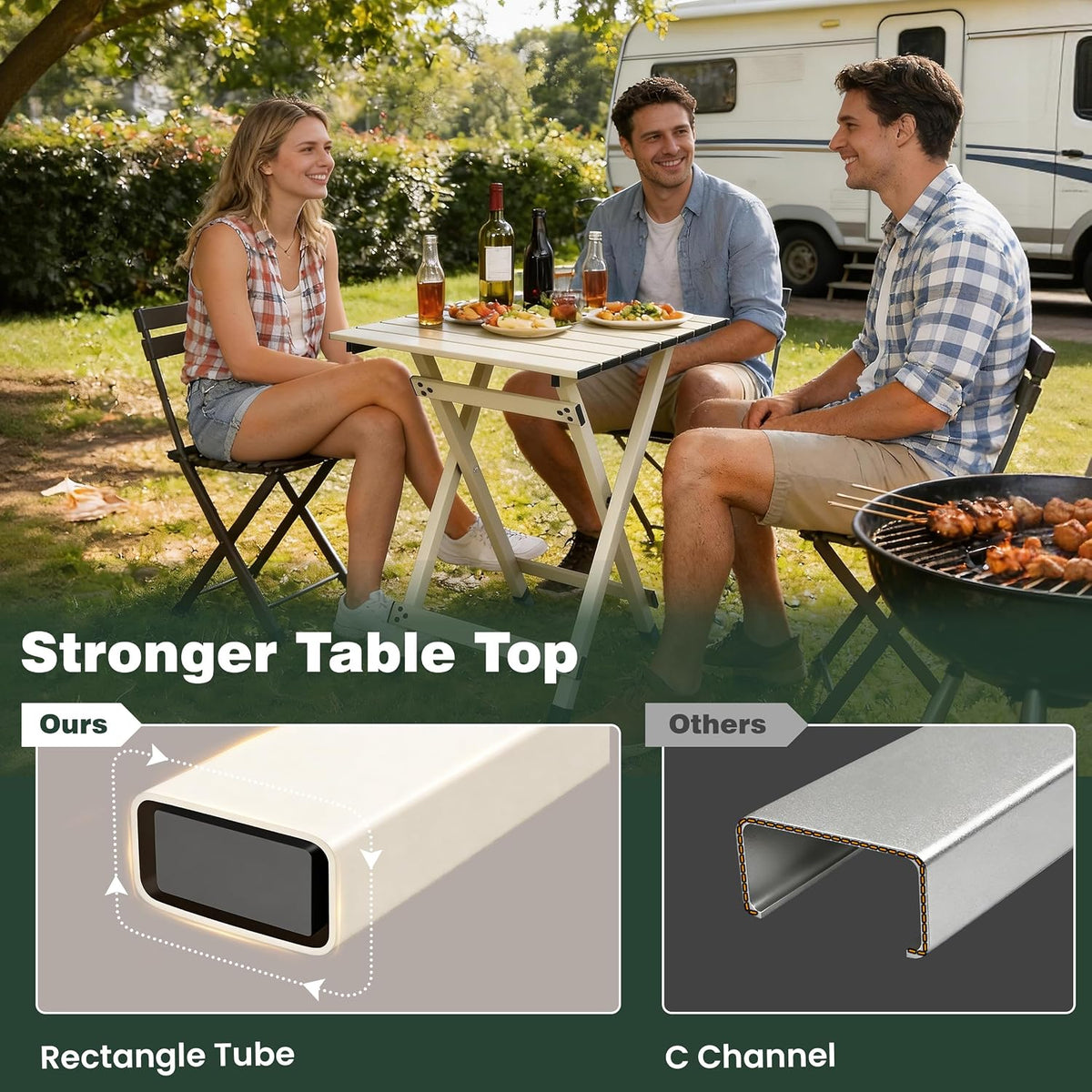 SUNNYFEEL Folding Camping Table - Lightweight Aluminum Portable Picnic Table for Cooking, Beach, Hiking, Travel, Fishing, BBQ, Indoor Outdoor Small Foldable Camp Tables