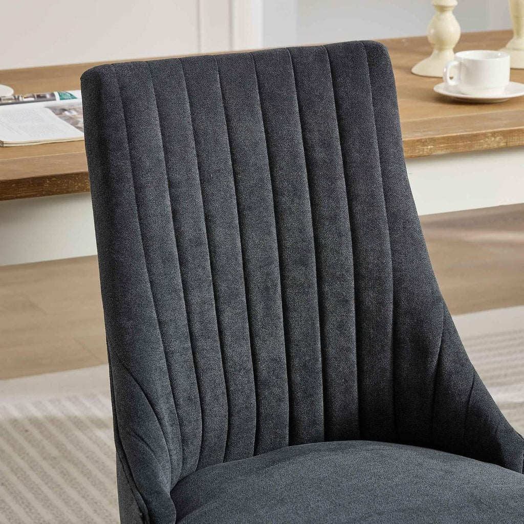 LKTART Upholstered Dining Chairs Set of 2, Solid Wood Kitchen Dining Room Chairs with Thicken Padded and Nailhead Trim for Home Kitchen Bedroom Black