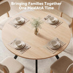 Miereirl 42.13" Round Dining Table for 4, Modern Kitchen Table with Open Storage Shelf, Wood Dining Table for Dining Room, Apartment, Small Spaces