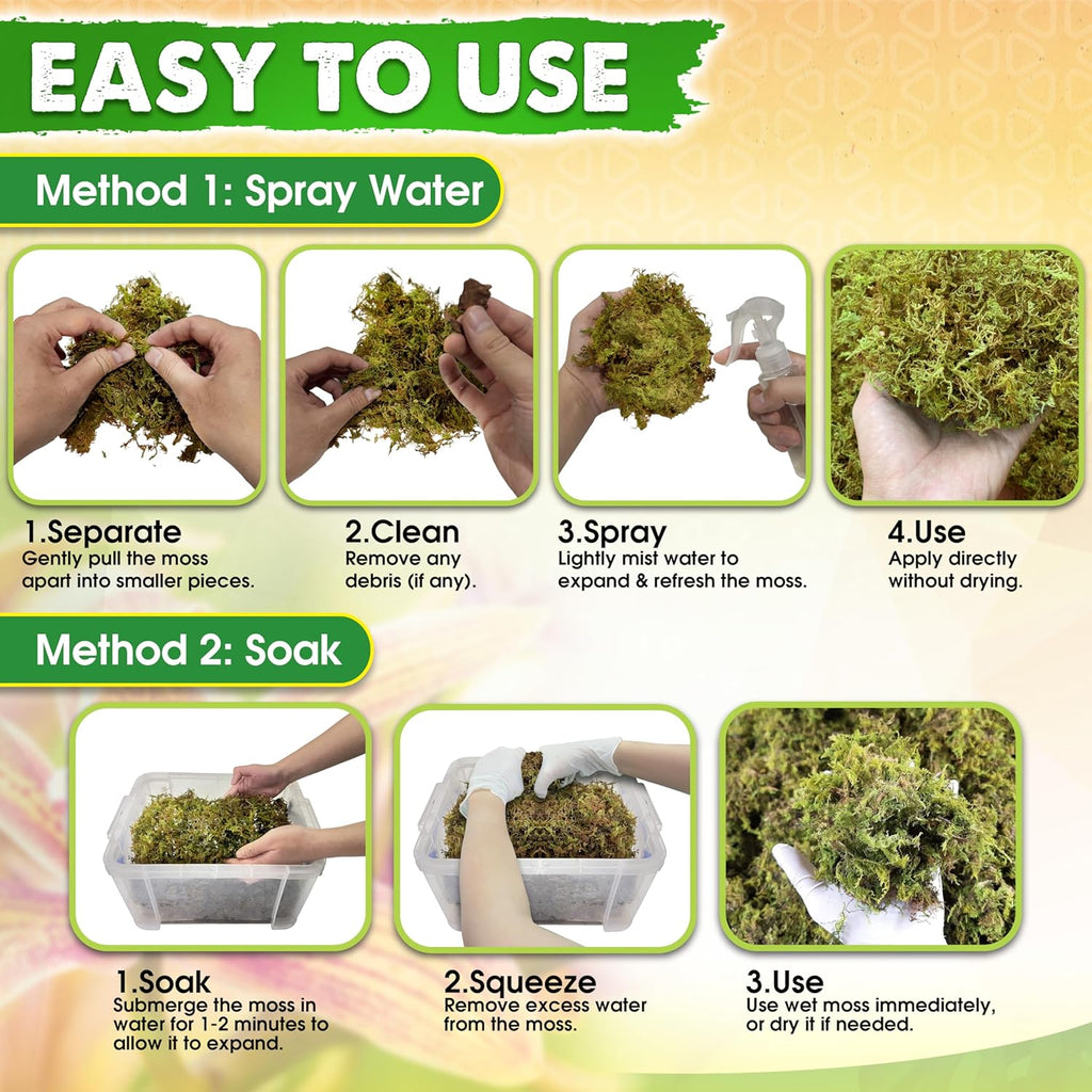 DUSPRO Dried Moss for Potted Plants, Forest Orchid Moss for Potting Mix, Sphagnum Potting Moss for Plants Indoor, Real Moss Soil Cover for Houseplant (2.1 LBS)