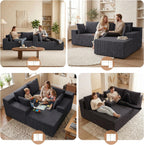 GRUSIGN Cloud Sectional Couches for Living Room, Modular L Shaped Couch with Deep Seat Oversized Right Facing Chaise, Memory Foam Compressed Spineless 3 Seater Sofa, Wide-Striped Grey