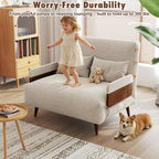 JASIWAY 3-in-1 Convertible Sleeper Chair, 37" Sofa Bed with Walnut Armrest