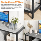 GarveeHome 58 in TV Stand with Storage, Entertainment Center with Adjustable Legs, TV Console up to 65 in, Wooden TV Stand with Open Shelves for Living Room, Bedroom, Light Grey