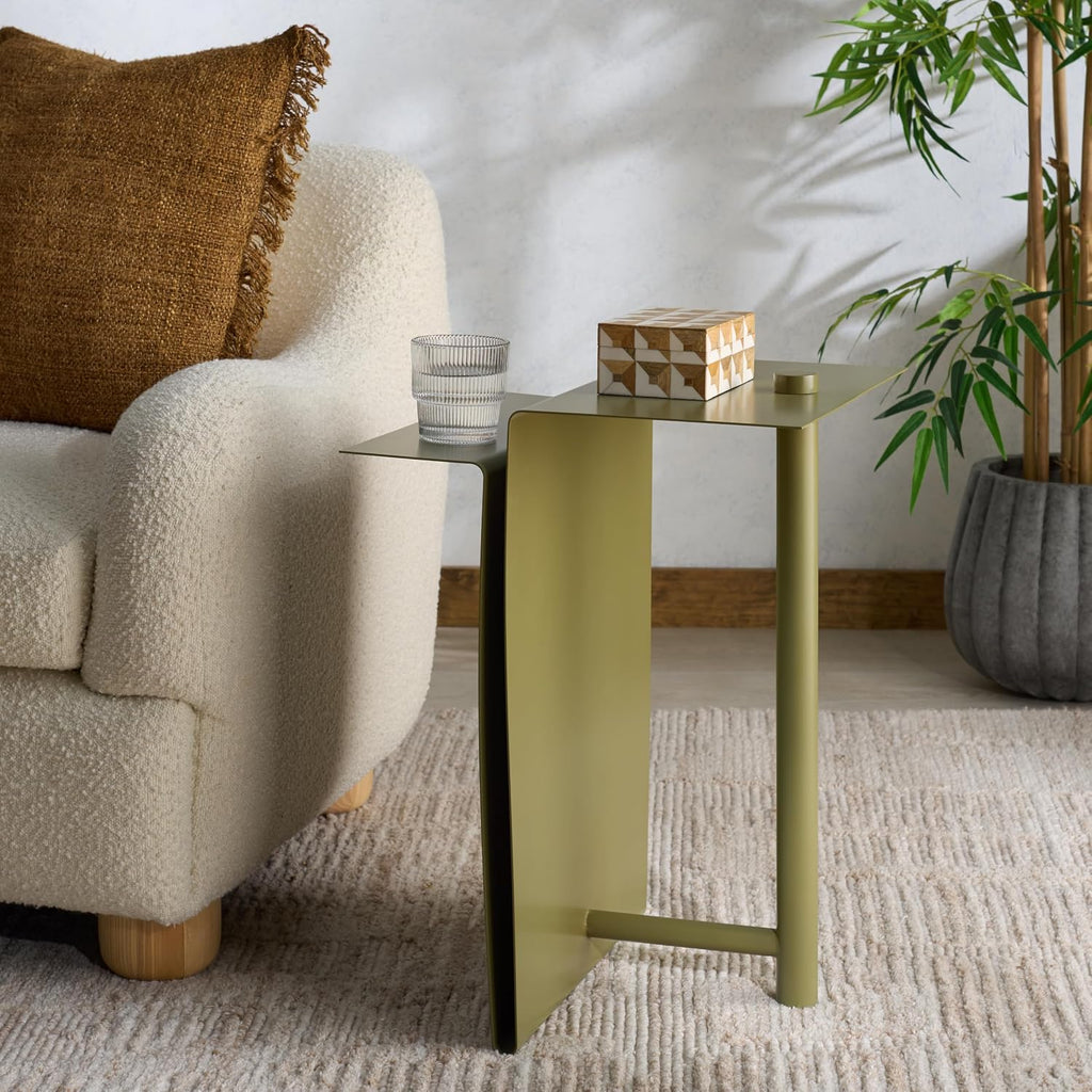 SAFAVIEH Couture Collection - Aldwyn Olive Green Metal Accent Table, Modern Fully Assembled Side Table (SFV6803B)