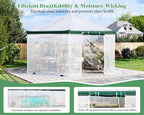 AMERLIFE 13.5x13.5x9 FT Hexagonal Walk-in Greenhouse for Outdoors, Heavy-Duty Greenhouse with Windbreak Ropes, Waterproof PE Cover, Ground Stakes, Tunnel Green House for Garden, White/Green