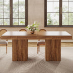 Tribesigns 39-Inch Square Dining Table for 4, Farmhouse Small Kitchen Dinner Eating Table with Sturdy Pedestal Base, Wooden Dining Room Furniture for Dining Room, Kitchen, Apartments (Walnut)