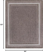 Unique Loom Outdoor Border Collection Area Rug - Soft Border (7' 10" x 10' Rectangle Brown/Ivory)