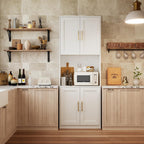 85" Kitchen Storage Cabinets,Corner Pantry Cabinet,Tall Bathroom Cabinet,Farmhouse Storage Cabinet with Countertops Suitable for Apartments/Dining Room/Small Spaces (2, White, 85" H)