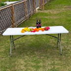 2 PCS 70.8" W X 29" D X 29" H - 6 ft White Folding Table White Portable Heavy Duty Plastic Fold-in-Half Utility Foldable Table for Camp，Picnic & Party