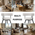 AODAILIHB 360° Swivel Boucle Dining Chairs Set of 2,Modern Upholstered Kitchen Chair with Curved Backrest,Armless Dining Chairs with Metal Legs for Dining Room, Vanity, Living Room, White
