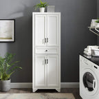Crosley Furniture Tara Pantry Storage Cabinet with Shelves, Kitchen, Dining, or Laundry Room, Distressed White