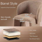 NORDICANA Barrel Dining Room Chairs with Arms, Faux Fur Accent Chairs Set of 2, for Kitchen, Living Room, Upholstered Armchairs, Brown