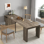 Extendable Dining Table with Storage, Transformer Extra Console Table for 1-12 People, Folding Space Saving Dining Room Table with Built-in Outlet for Homes, Apartments, Oak