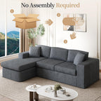 Vongrasig 105" Couches for Living Room,Sectional Couches Modular Sofa with L-Shaped Chaise, Memory Foam Comfy Cloud Couch with Plush Corduroy Fabric, No Assembly Required, (Dark Grey)