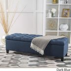 Christopher Knight Home Ottilie Fabric Storage Ottoman, Dark Blue, 17.75"D x 51.5"W x 15.75"H