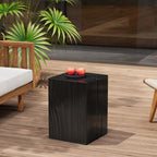 H18'' Square Side Table End Table for Living Room, Modern Farmhouse Countryside Style, MGO Material for Indoor & Outdoor, Natural Wood Grain, No Assembly, Black