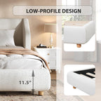 Merax Queen Size Upholstered Platform Bed Frame with Extra-Wide Wingback Headboard,Wood Legs,Sturdy Wooden Slats Low Profile for Bedroom