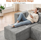 MONVANE 103'' Modular Sectional Sofa, Cloud Sectional Couch with Ottoman, Convertible Chenille L Shaped Couch with Deep Seat, Sectional Couches for Living Room, No Assembly Required, Light Grey