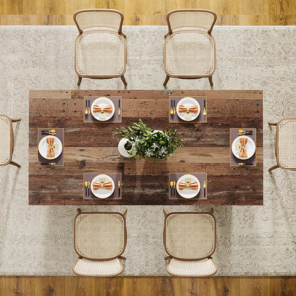 Tribesigns Farmhouse Dining Table for 4 to 6 People, 63-inch Rectangle Wooden Kitchen Table with Large Tabletop and Heavy Duty Legs for Dining Room,Kitchen, Distressed Brown