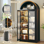 HUAHUU Arched Kitchen Pantry Cabinet, 71" Tall Pantry Storage Cabinet with 2 Doors, 5 Shelves, Arched Top, Modern Freestanding Cupboard for Kitchen Dining Room, Bedroom, Black